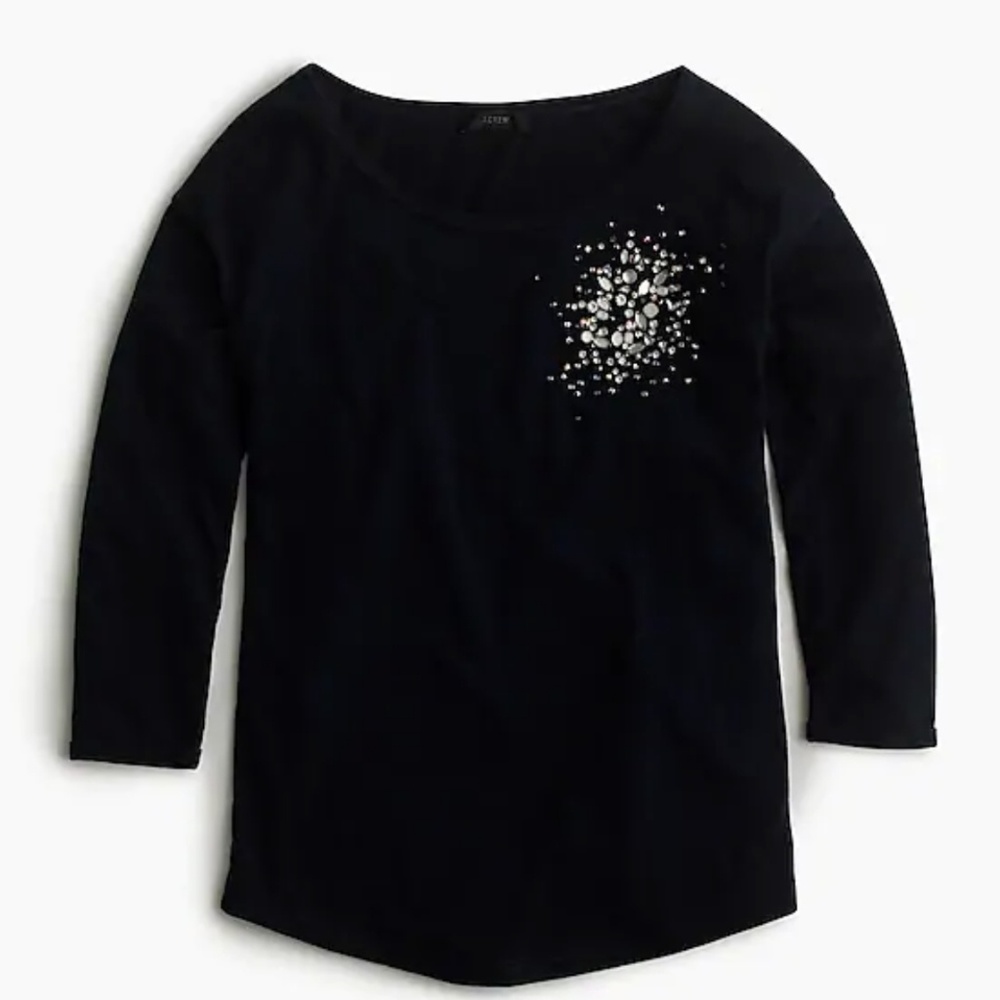 J.crew three-quarter embellished tee xxs nwt